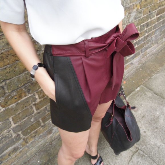 10 CROSBY DEREK LAM Faux Leather Belted Shorts 4